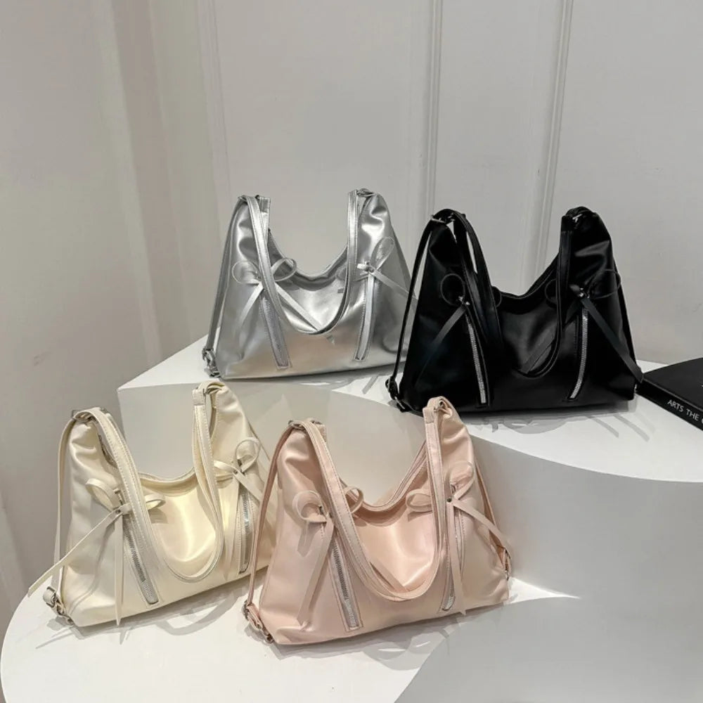 Large Capacity PU Leather Shoulder Bag – Bowknot Retro Tote Shoulder Tote Bag SWANS
