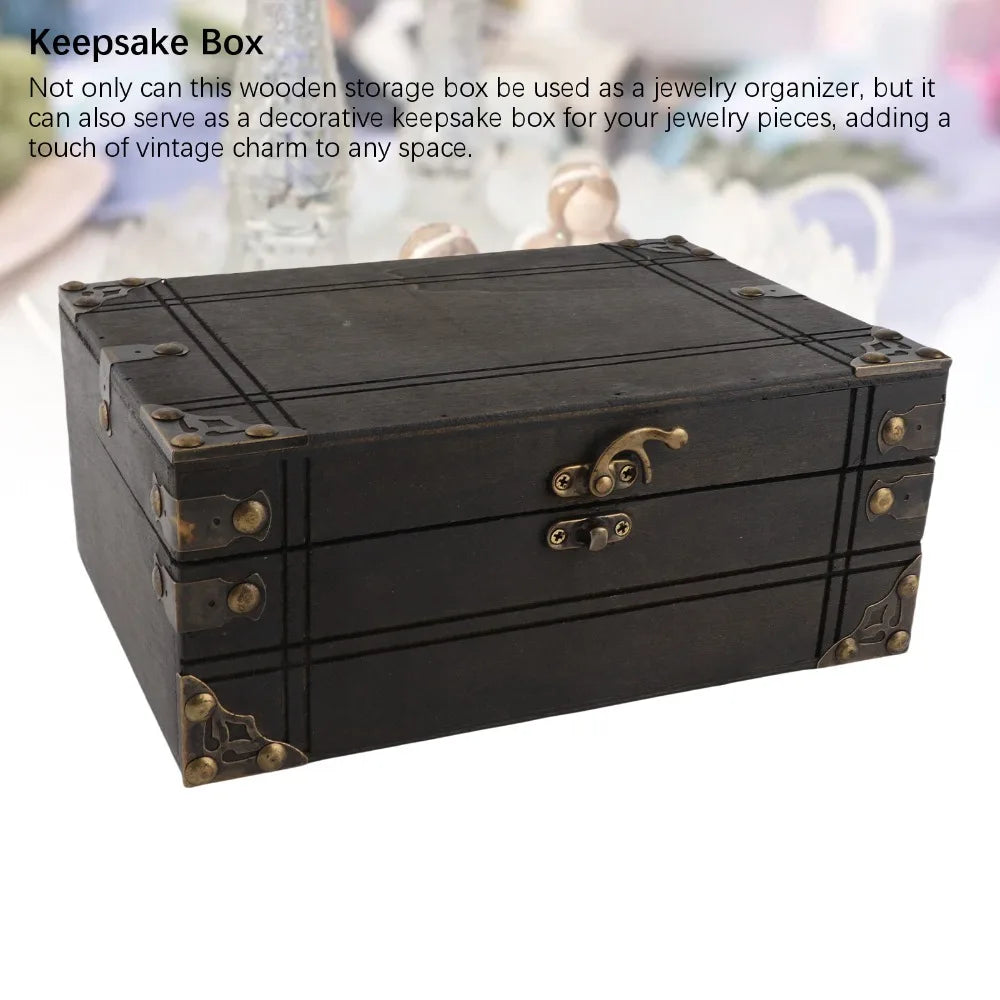 Wooden Keepsake Box with Lid – Vintage Treasure Chest Storage Wooden Keepsake Box SWANS