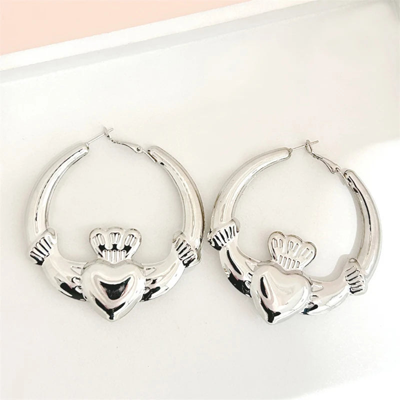 Heart Hoop Earrings for Women – Trendy Zinc Alloy Fashion Jewelry Hoop Earrings SWANS