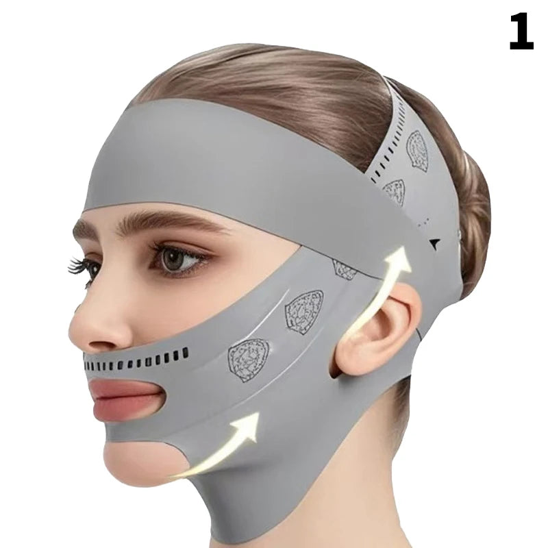 V-Line Face Lifting Belt – Double-Deck Chin Tightener Strap Face Lifting Strap SWANS 1 Gray