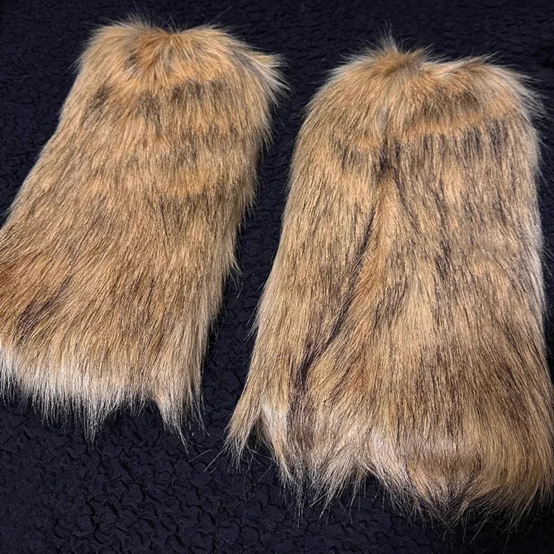 Y2K Faux Fur Leg Warmers – Furry Boot Covers for Women Faux Fur Leg Warmers SWANS
