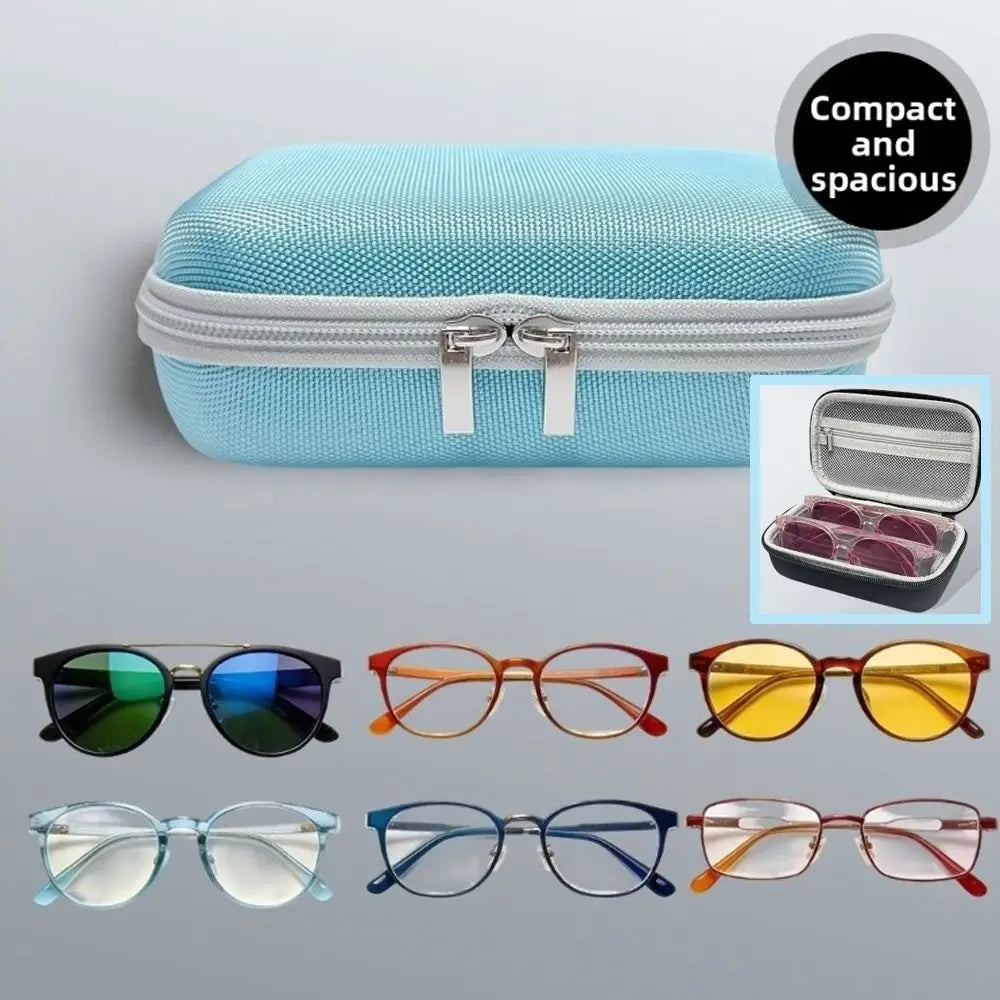 EVA Dual Compartment Glasses Case – Mesh Pocket & Divider Eyeglasses Organizer Case SWANS
