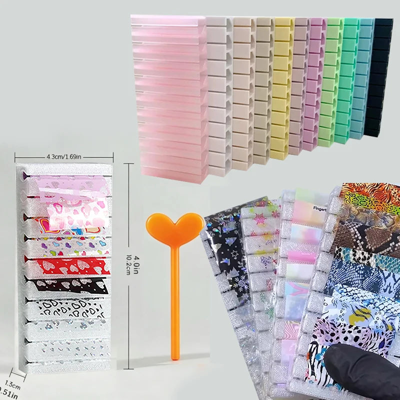3-Pack Nail Foil Storage Box – Portable Display Stand Nail Foil Organizer SWANS