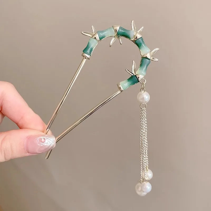 U-Shaped Floral Hair Comb Pin – Ancient Style Headpiece Hair Comb Pin SWANS Style K