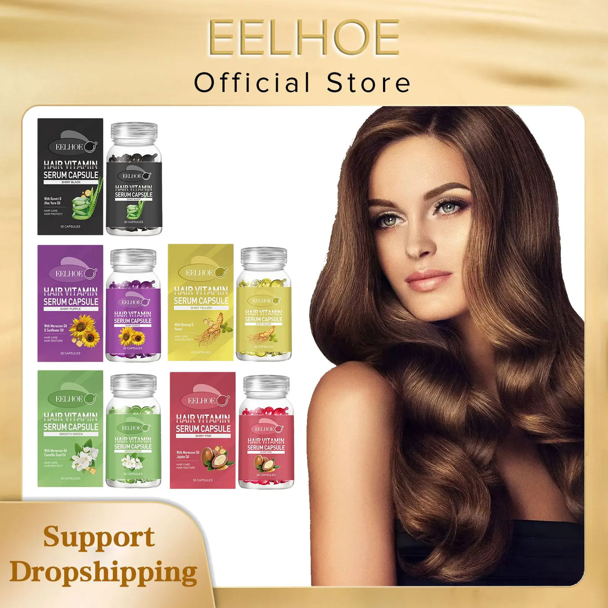 EELHOE Vitamin E Hair Oil Capsules – Argan Oil 30pcs Hair Oil Capsules SWANS 2 Purple