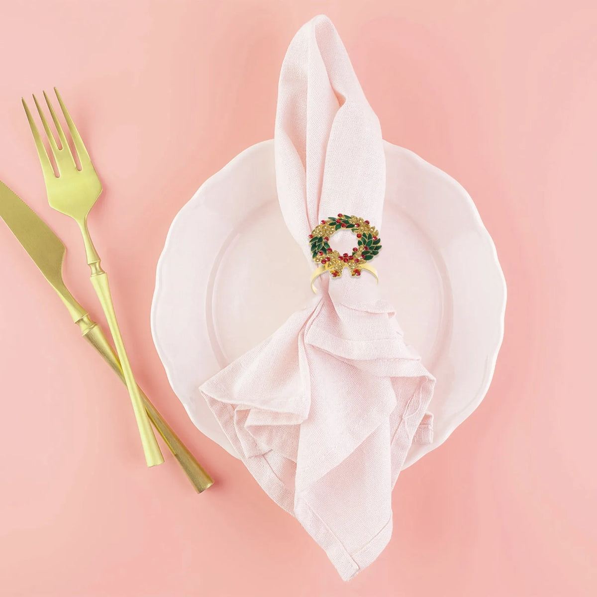 3-Pack Christmas Wreath Napkin Rings – Holiday Table Decor Napkin Rings SWANS