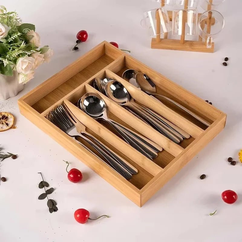 Bamboo Utensil Drawer Organizer – Cutlery & Silverware Tray Drawer Organizer Tray SWANS