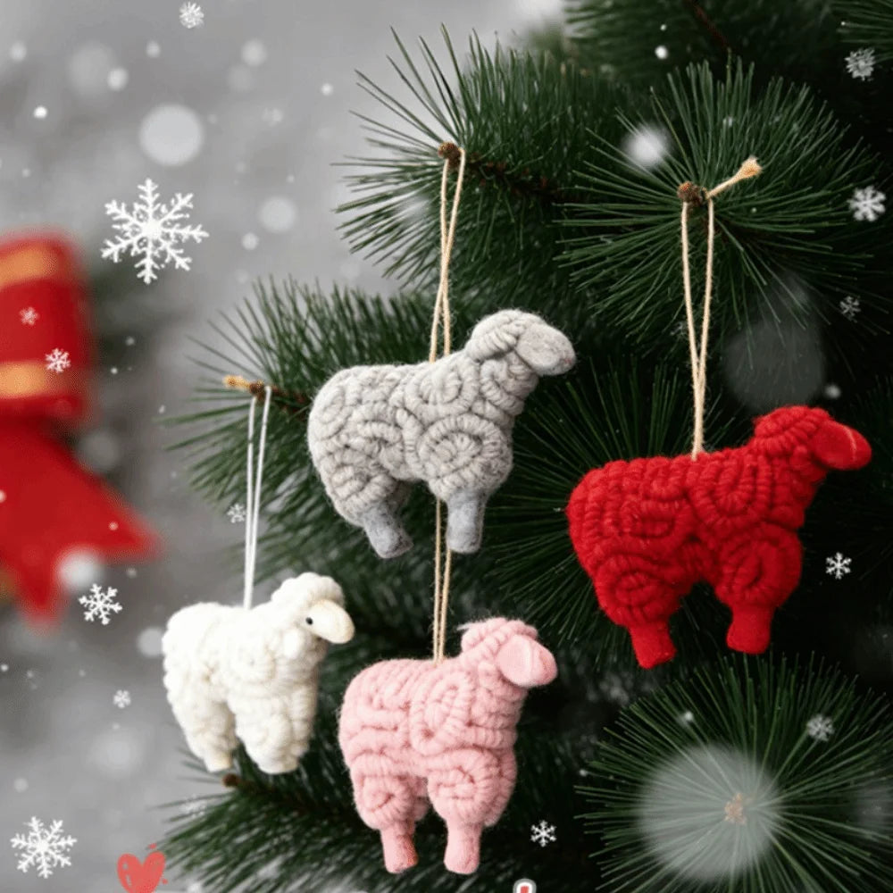 Wool Felt Sheep Christmas Ornament – Tree & Flower Box Decor Christmas Ornament SWANS