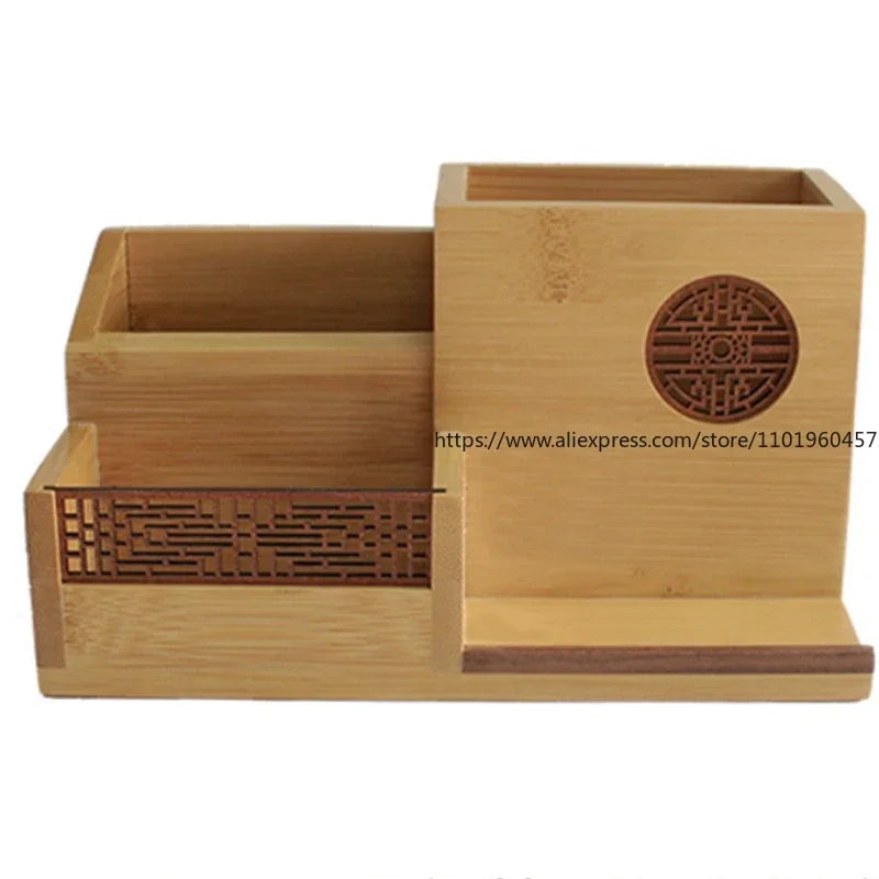 SWANS Square Wooden Desk Organizer & Multifunctional Pen Holder Desk Organizer SWANS