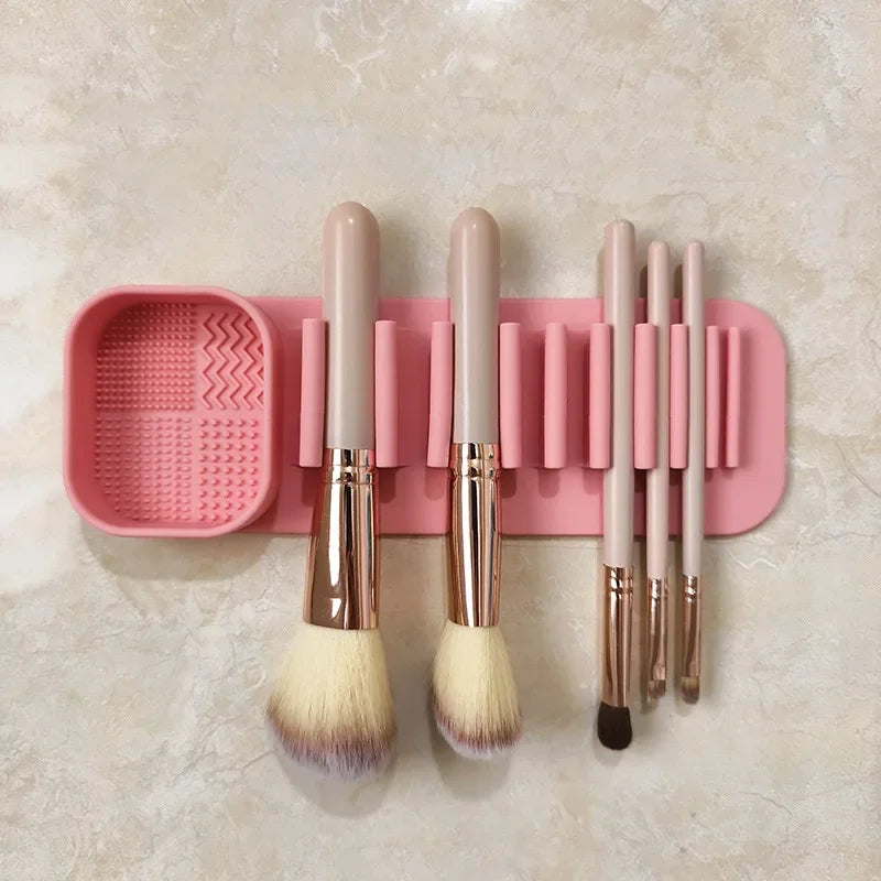 SWANS Makeup Brush Cleaner Sponge & Storage Rack Holder Set Brush Storage Organizer SWANS