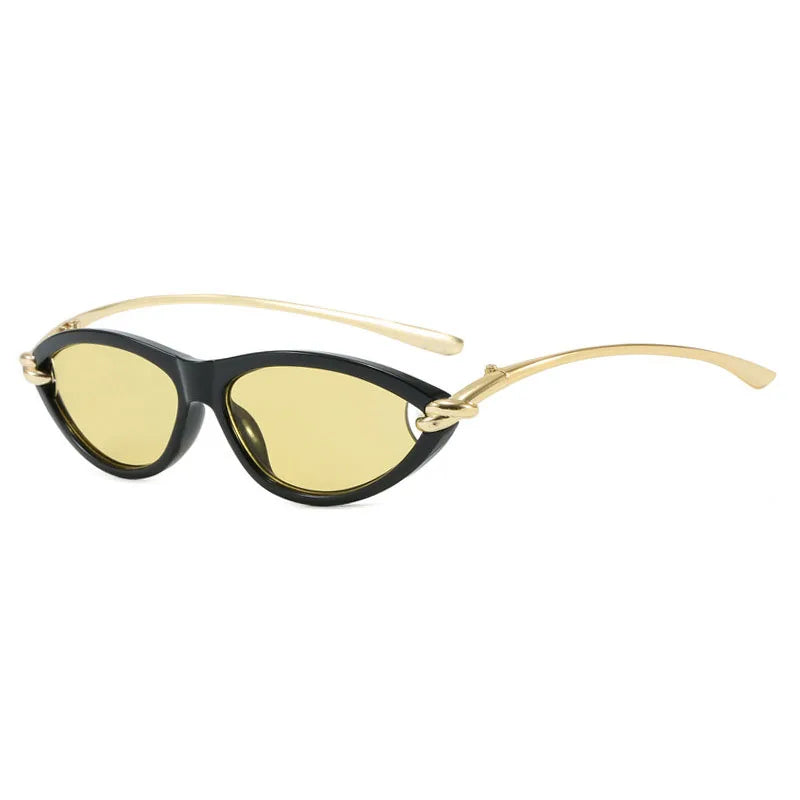 Y2K Vintage Cat Eye Sunglasses UV400 Gradient – Women Cat Eye Sunglasses SWANS Black Yellow