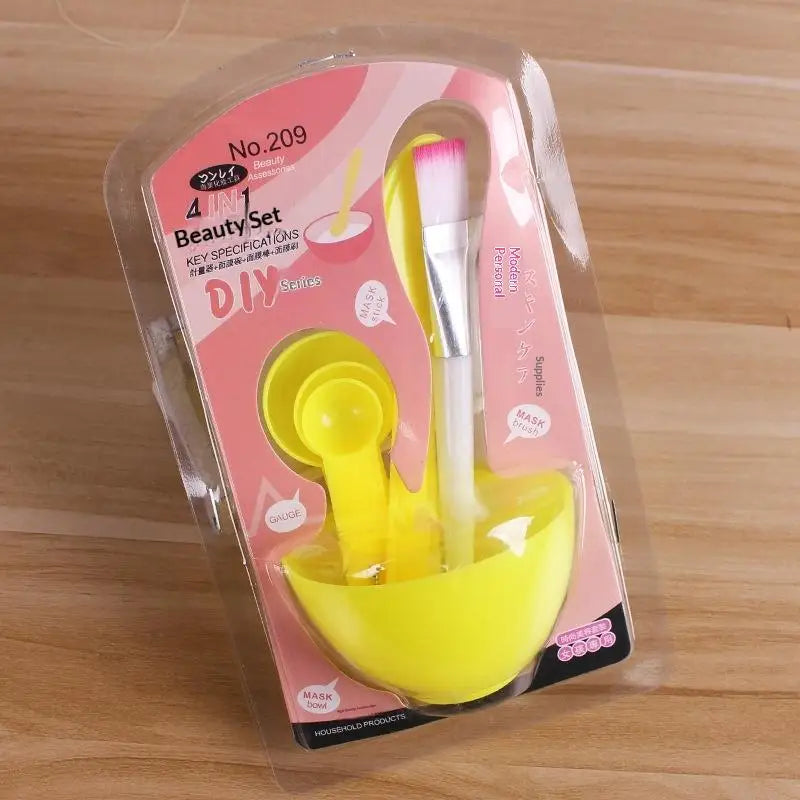 DIY Face Mask Bowl & 6-Piece Brush Set | Beauty Mixing Kit Face Mask Tool Set SWANS one size Yellow