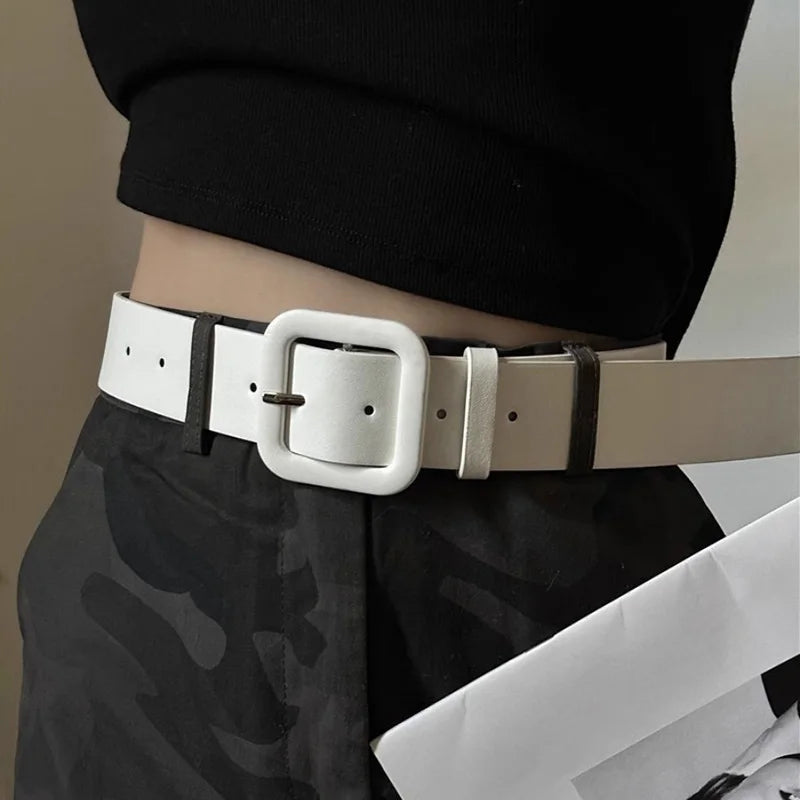 FAITOLAGI Wide PU Leather Belt Women Pin Buckle Waist Strap Wide Fashion Belt SWANS