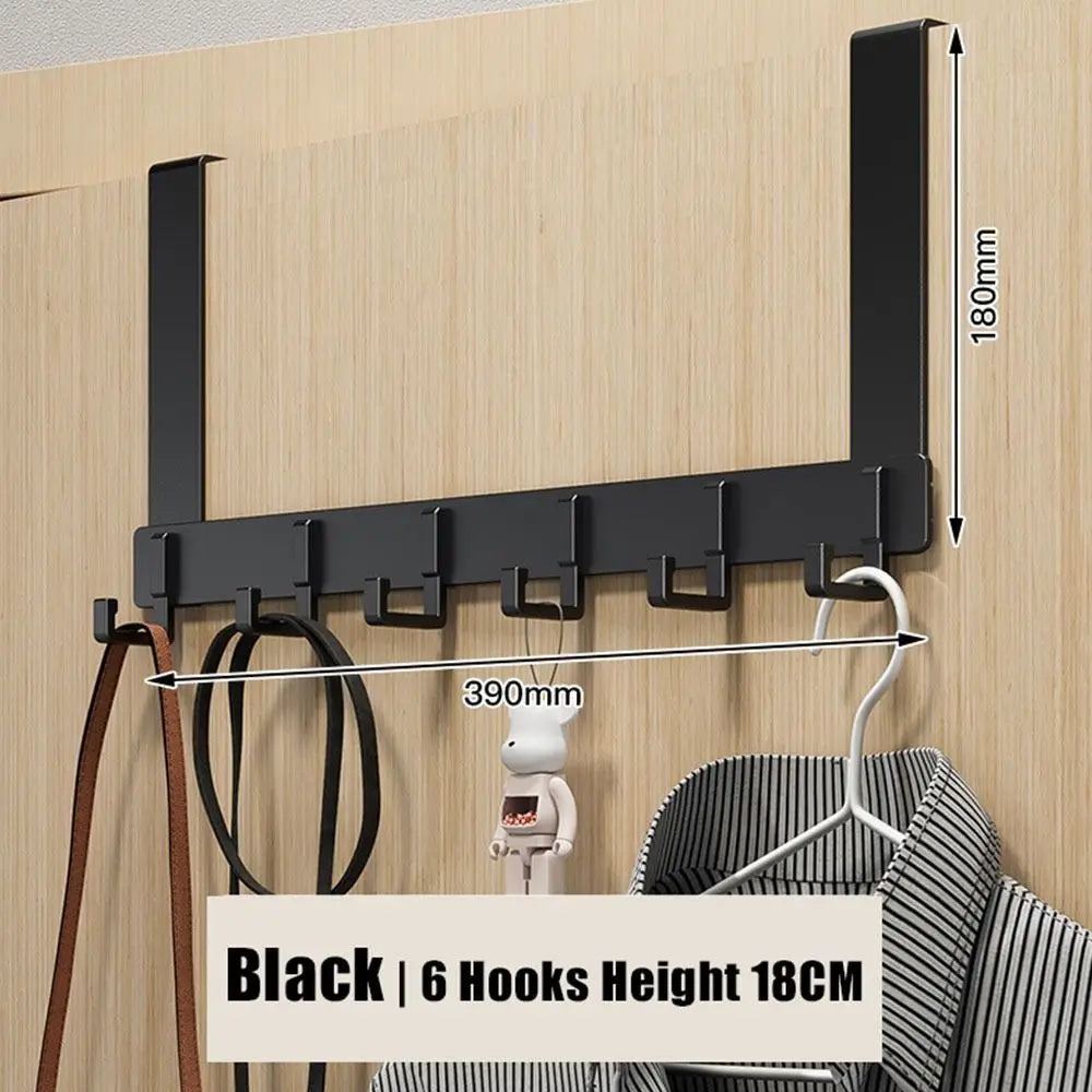 Over-the-Door Hook Rack – No-Drill Aluminum Hanger Organizer Door Hook Rack SWANS black-18cm XL