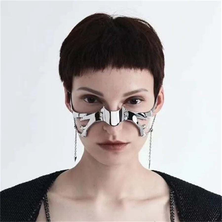 Cyberpunk Metal Alloy Half Face Mask – Cosplay & Streetwear Cosplay Face Mask SWANS