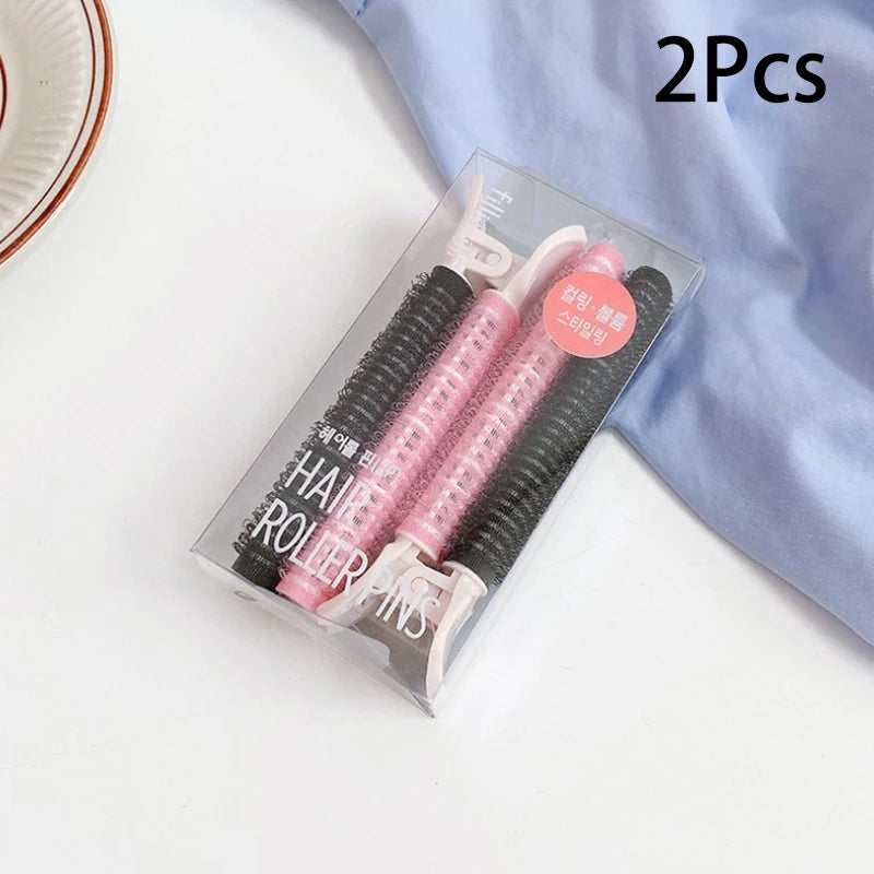 Candy Color Self-Grip No-Heat Hair Rollers | 1-2 Pack Hair Styling Rollers SWANS 2Pcs Black pink