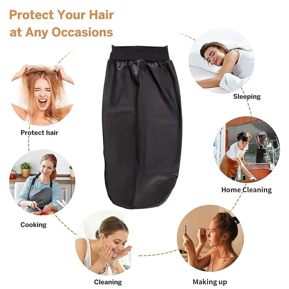 Satin Long Sleep Cap with Head Tie Band – Hair Care Night Hat Satin Sleep Cap SWANS