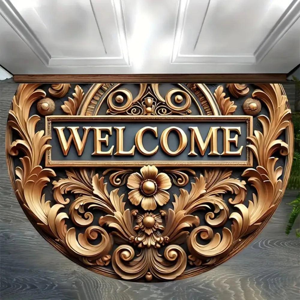 Semi-Circular Non-Slip Door Mat – Ethnic Style Entrance Rug Door Mat SWANS A-40-60cm