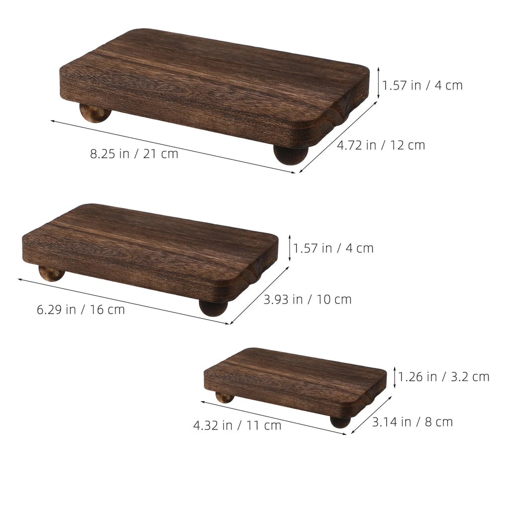3-Piece Wood Display Riser Stand Set – Kitchen & Bathroom Décor Wood Display Riser SWANS