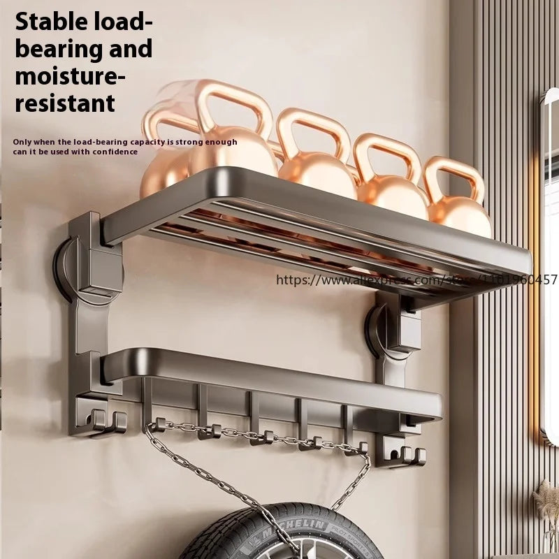 SWANS No-Drill Suction Cup Towel Rack – Double Bar & Hook Bathroom Towel Rack SWANS