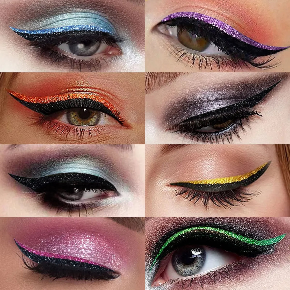 WEST MONTH Glitter Eyeliner Stickers – Reusable Cat Eye Patches Eyeliner Sticker SWANS