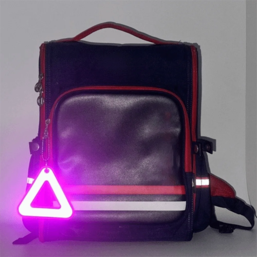 Reflective Triangle Safety Keychain – Colorful Backpack Pendant Reflective Keychain SWANS
