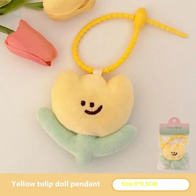 Tulip Plush Keyring – Cute Floral Bag Charm Keychain Gift Plush Keychain Charm SWANS Yellow
