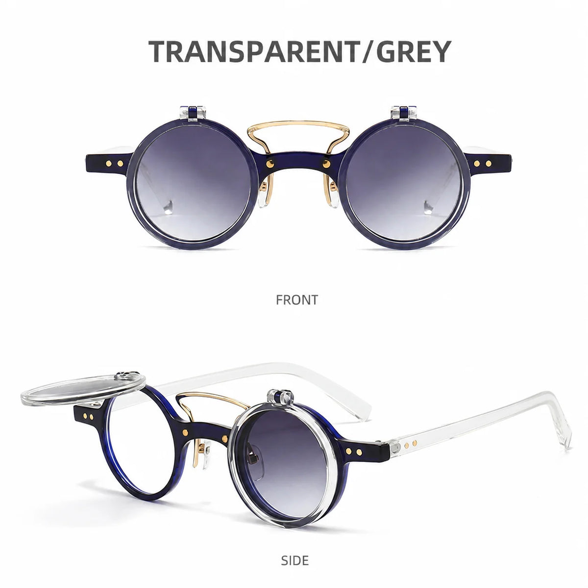 KLASSNUM Flip-Up Round Sunglasses UV400 Retro Unisex Flip-Up Sunglasses SWANS