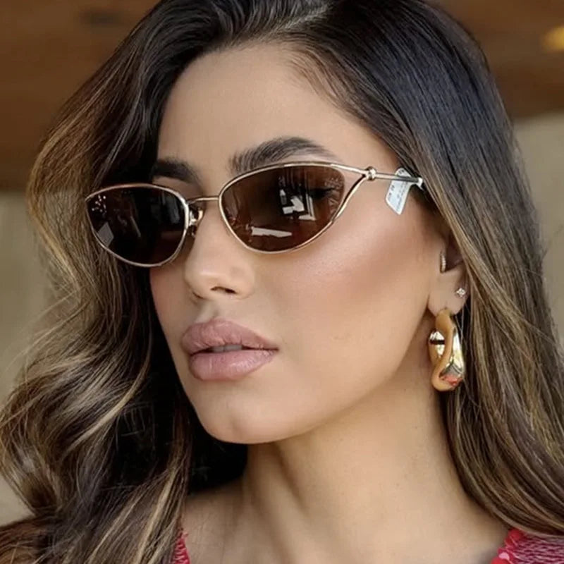 Y2K Vintage Metal Cat Eye Sunglasses – Unisex Steampunk Cat Eye Sunglasses SWANS