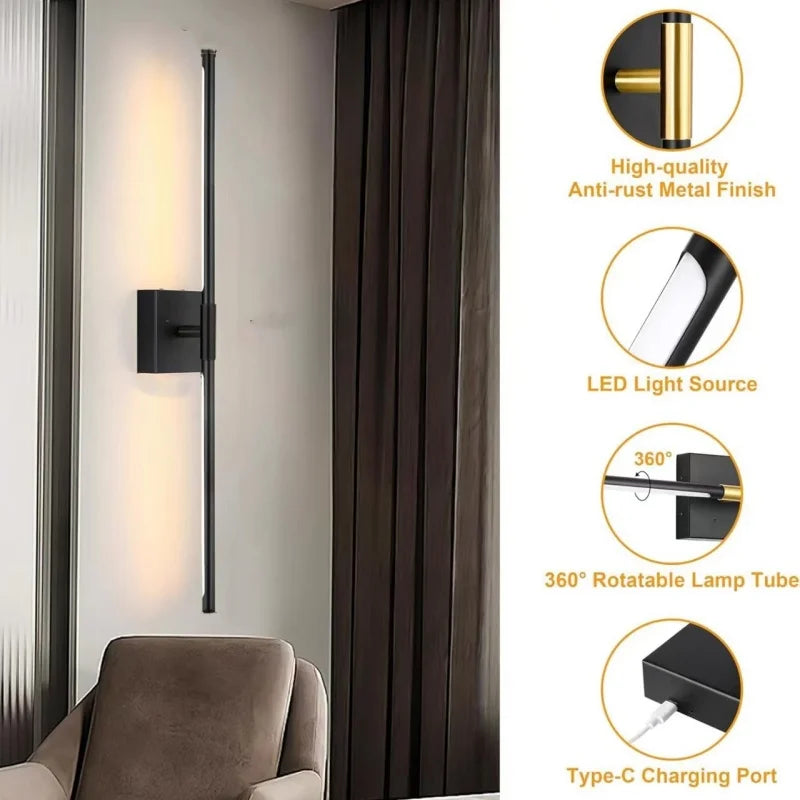 360° Rotatable Rechargeable LED Wall Sconce | Dimmable LED Wall Sconce SWANS