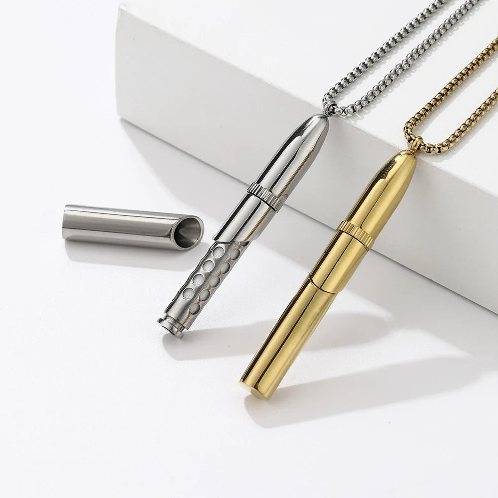 Rocket Perfume Bottle Necklace – Stainless Steel Aroma Pendant Aroma Pendant Necklace SWANS