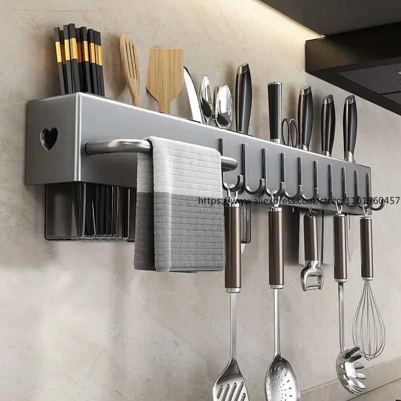SWANS No-Drill Knife Rack & Utensil Holder | Kitchen Organizer Knife & Utensil Rack SWANS