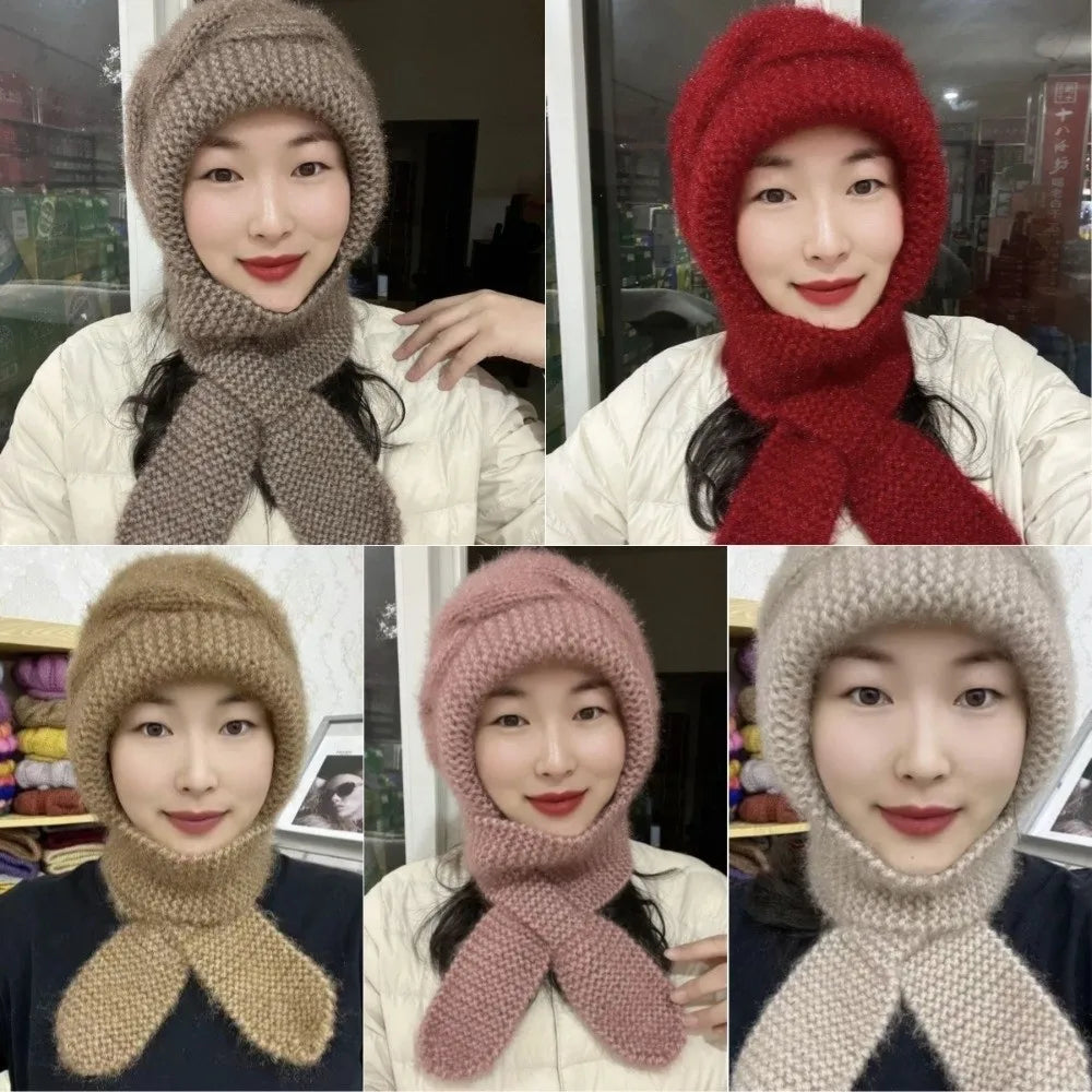 Women's 2-in-1 Hooded Scarf & Hat – Soft Faux Fur Winter Set Hooded Scarf Set SWANS