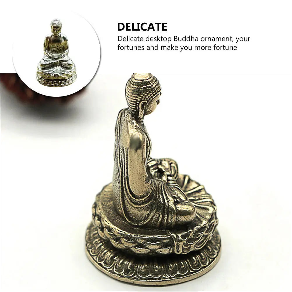 Mini Copper Buddha Statue – Retro Fortune Home & Car Decor Decorative Figurine SWANS