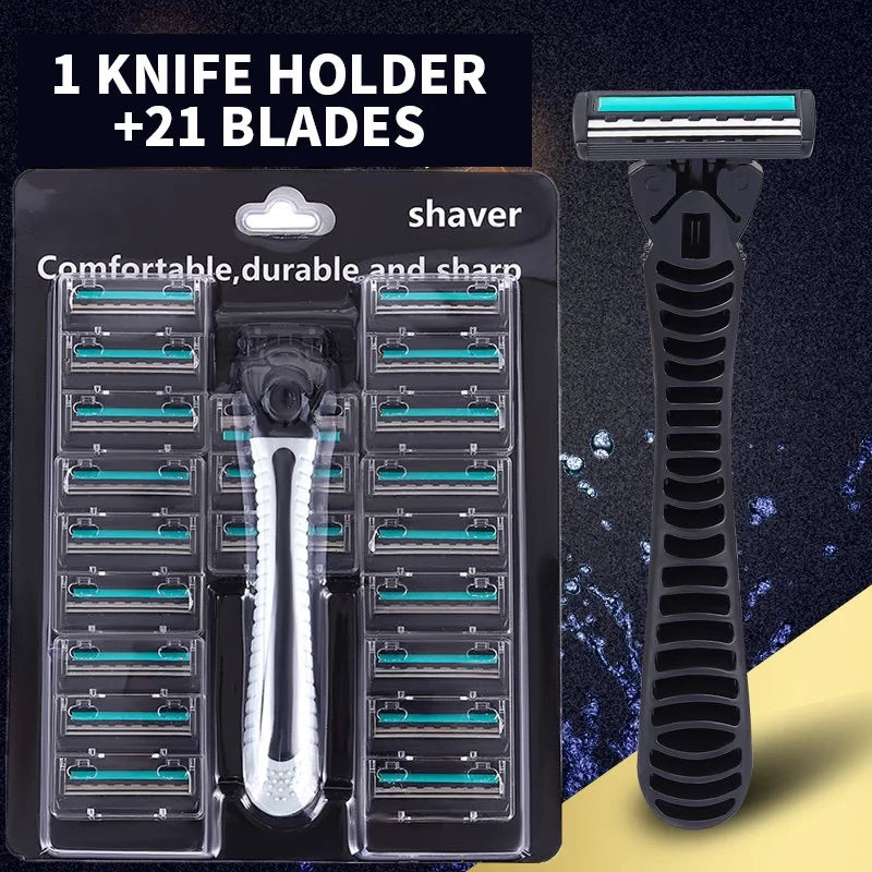 SWANS Men's Double Blade Manual Razor – 1 Frame & 20 Heads Men's Manual Razor SWANS Black