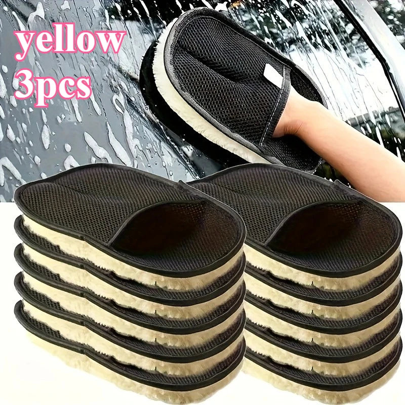 SWANS Microfiber Car Cleaning Gloves & Detailing Brush Set Car Cleaning Set SWANS yellow 3pcs