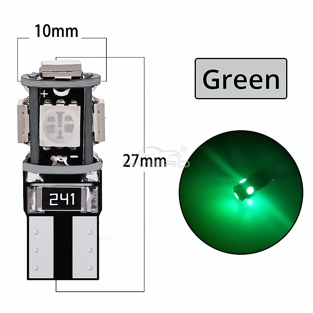 T10 W5W 5SMD LED Car Bulbs 12V | 20/50/100 Pack Error-Free LED Car Bulbs SWANS green 100PCS