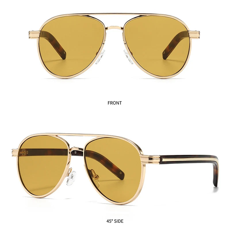 TOYEARN Vintage Pilot Sunglasses UV400 Double Bridge Unisex Pilot Sunglasses SWANS