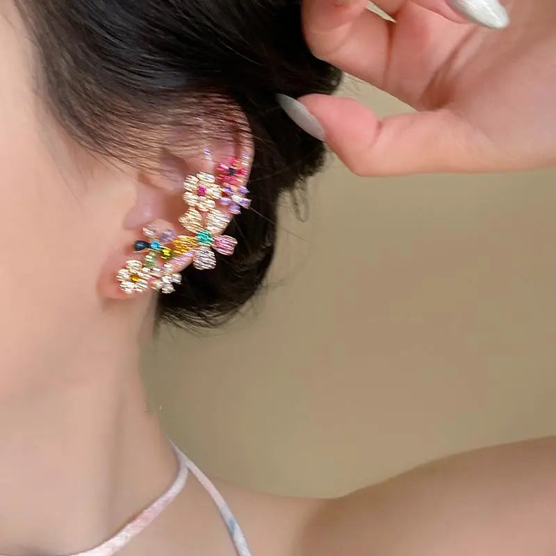 Zircon Flower Stud Earrings – Colorful Fashion Jewelry for Women Stud Earrings SWANS