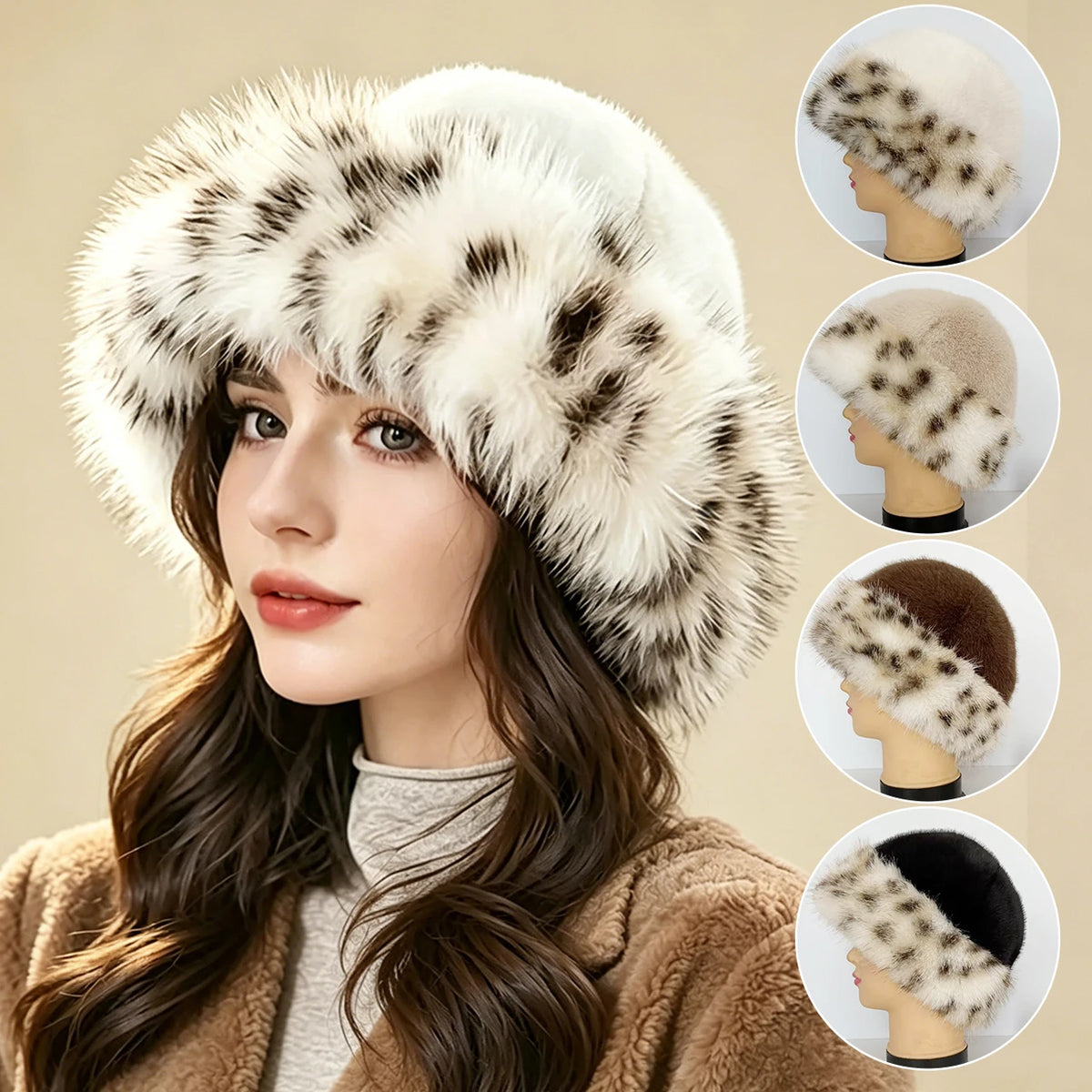 Women's Winter Plush Bucket Hat – Warm Fluffy Knit Beanie Winter Knit Hat SWANS