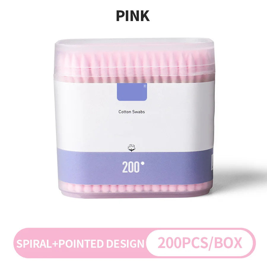 SWANS 200-Pack Double-Ended Cotton Swabs – Makeup & Cleaning Cotton Swabs SWANS PINK