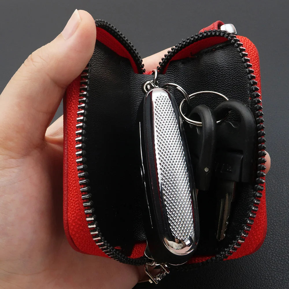 Unisex PU Leather Key Wallet Organizer – Zipper Key Case Key Wallet Organizer SWANS