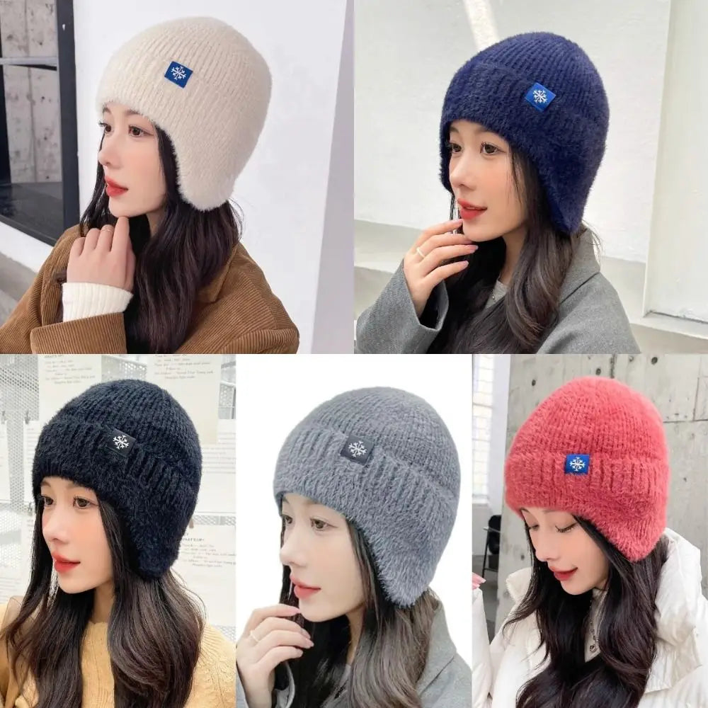 Windproof Knit Earflap Beanie – Warm Unisex Winter Ski Hat Knit Winter Beanie SWANS