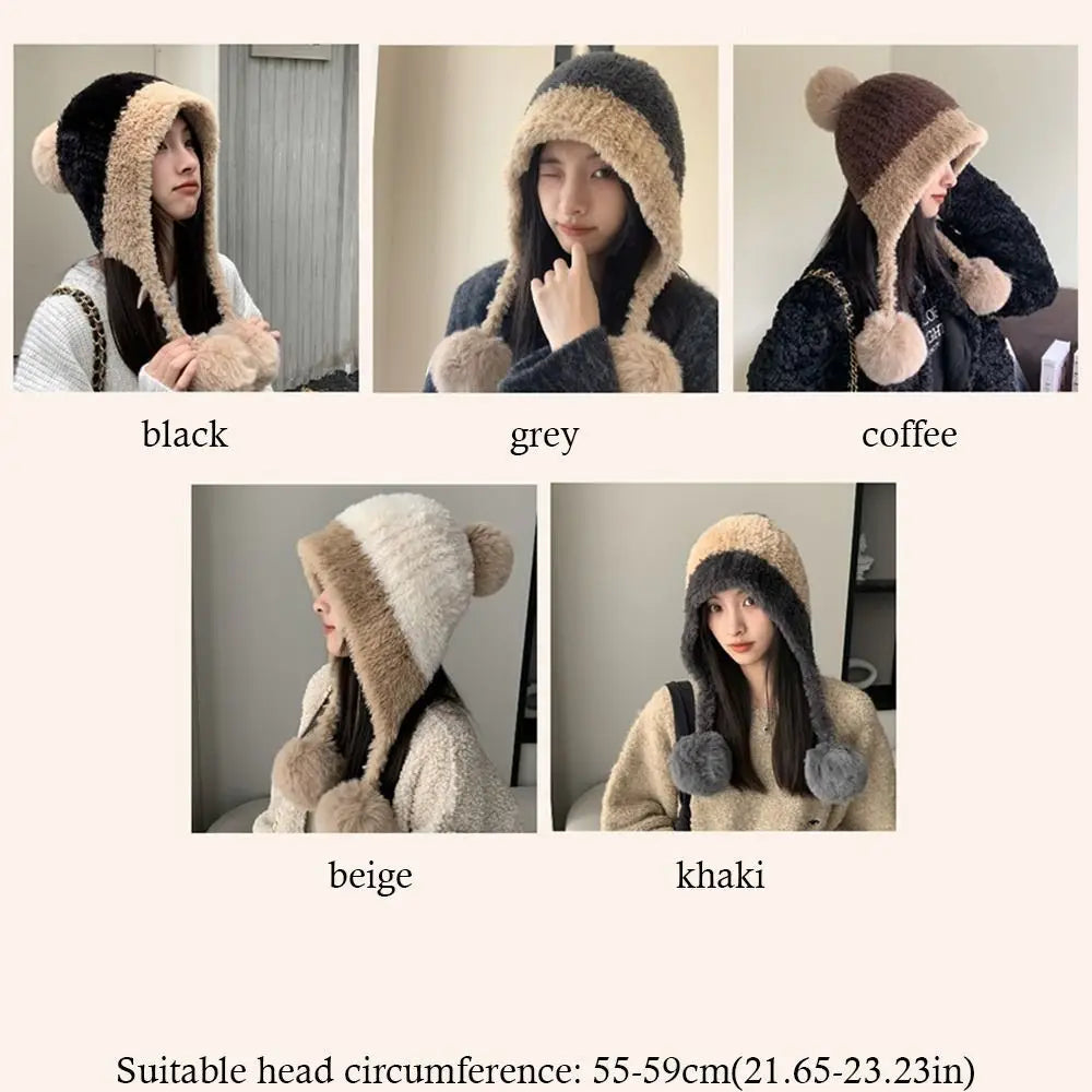 Windproof Knitted Pompom Beanie Hat – Women's Winter Cap Knitted Beanie Hat SWANS