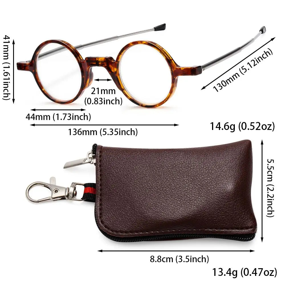 Mini Folding Reading Glasses with Keychain Case – Unisex Reading Glasses SWANS
