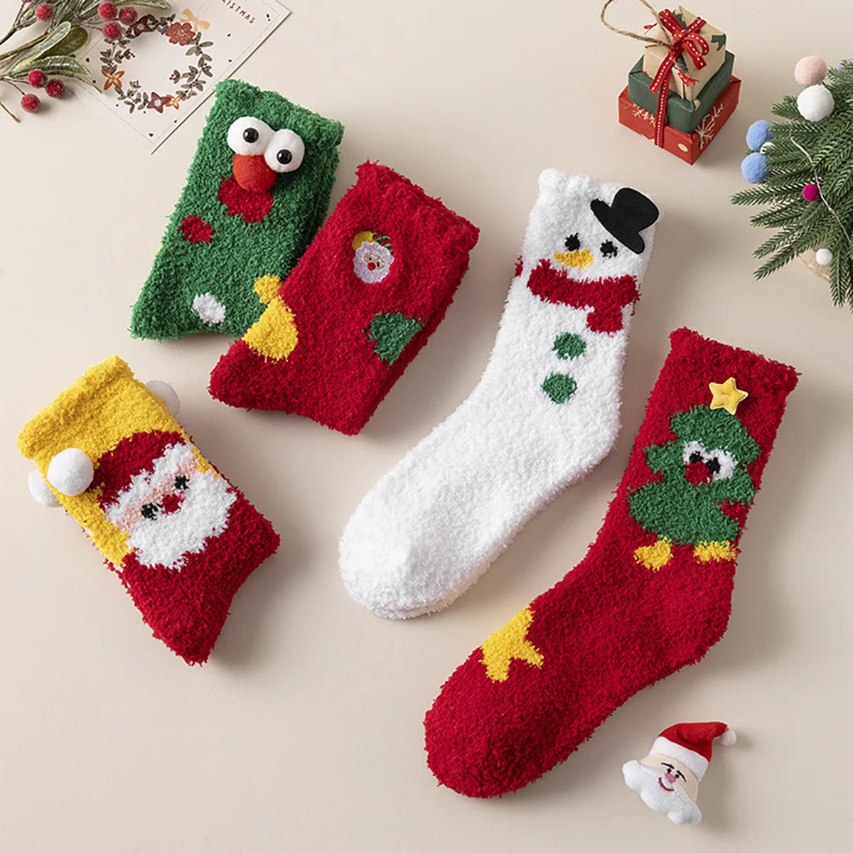 Women's Christmas Plush Thermal Socks – Cozy Velvet Mid-Calf Thermal Plush Socks SWANS