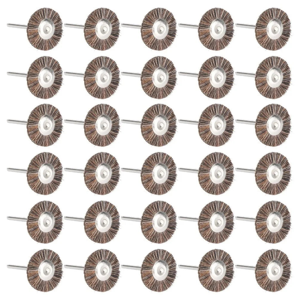 30-Pack T-Type Brush Wheel 25mm Polishing Tool – 3mm Shank Rotary Brush Wheels SWANS -- No plug