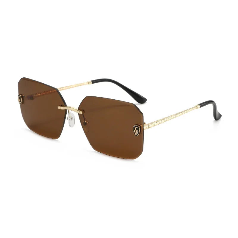 Y2K Snake Rimless Sunglasses – Steampunk UV400 Shades Fashion Sunglasses SWANS Brown