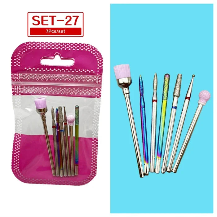 Tungsten Steel Nail Drill Bit Set – Cuticle Milling Cutter 6/7pc