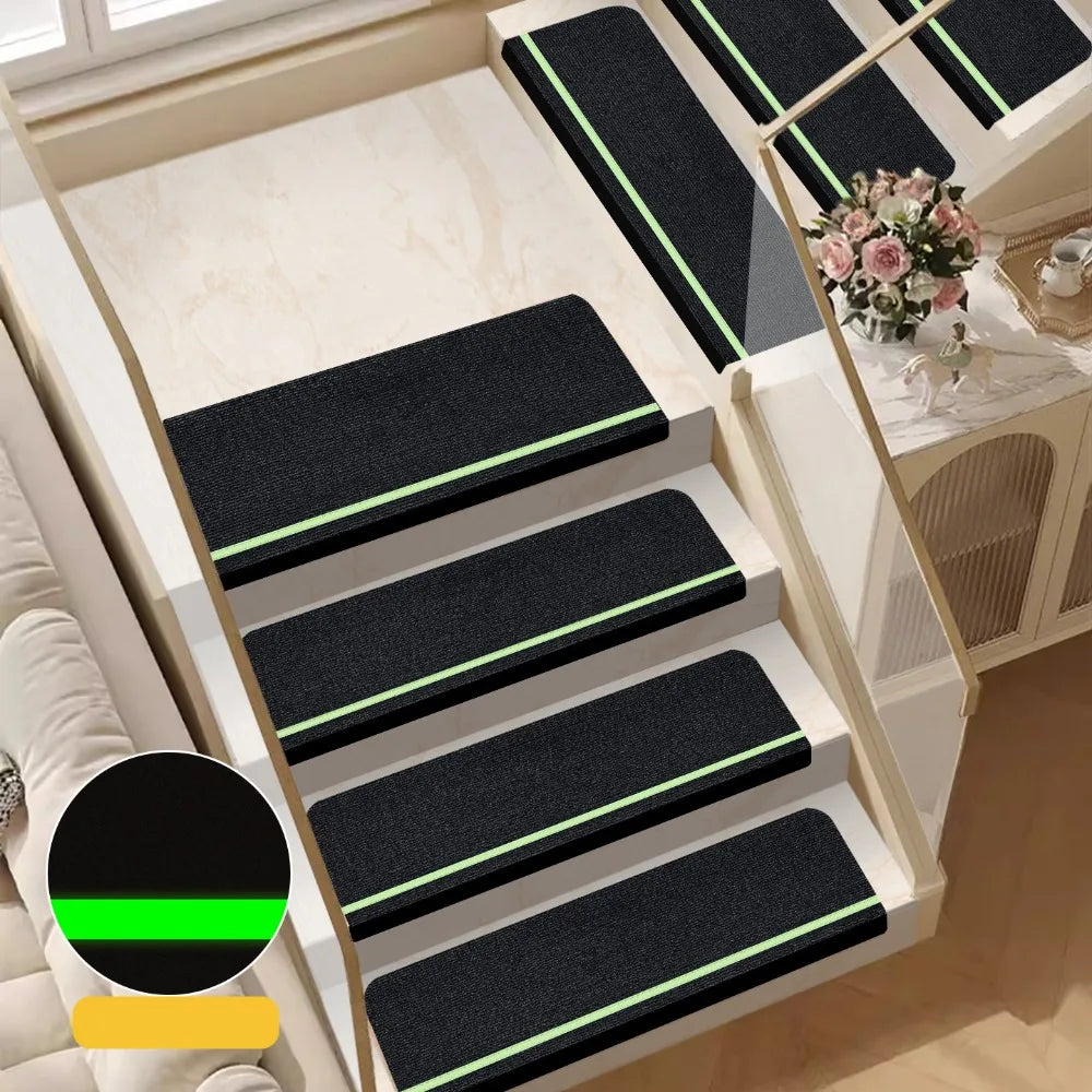 Self-Adhesive Luminous Stair Mat – No-Glue Non-Slip Step Cover Stair Step Mat SWANS black-70cm